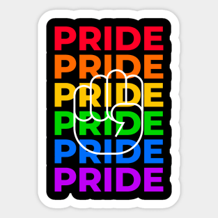 Gay Pride LGBTQ Rainbow Typography Raised Fist Sticker